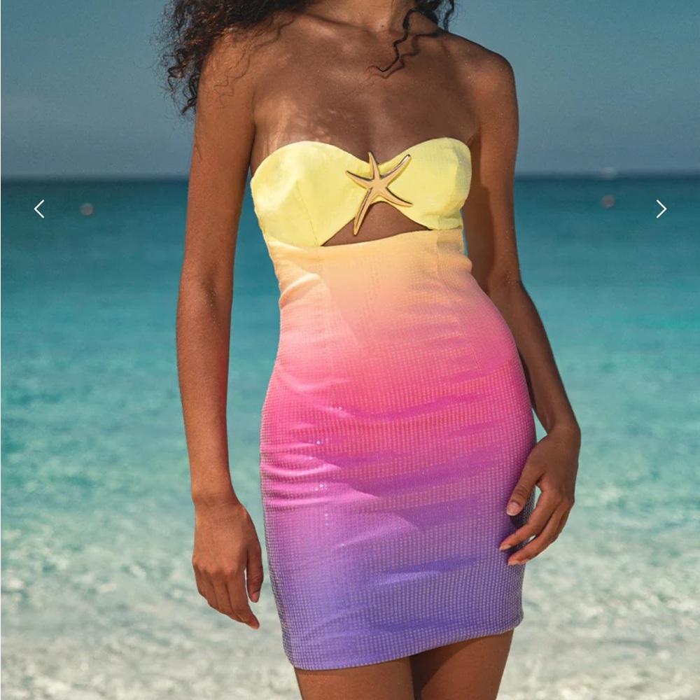 Strapless ombré sequin dress for a fun night out!